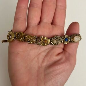 Goldette vintage mid century slide charm bracelette